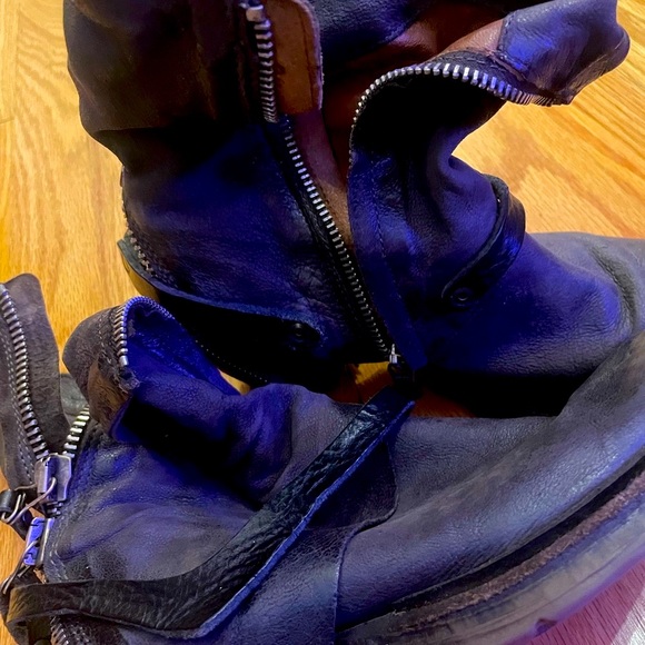 A.S. 98 Women’s Black dark brown Leather Ankle Boots with Zipper Detail size 5.5 - Picture 2 of 16